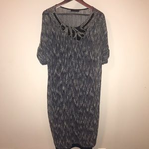 Gray Knit Dress with Sequins